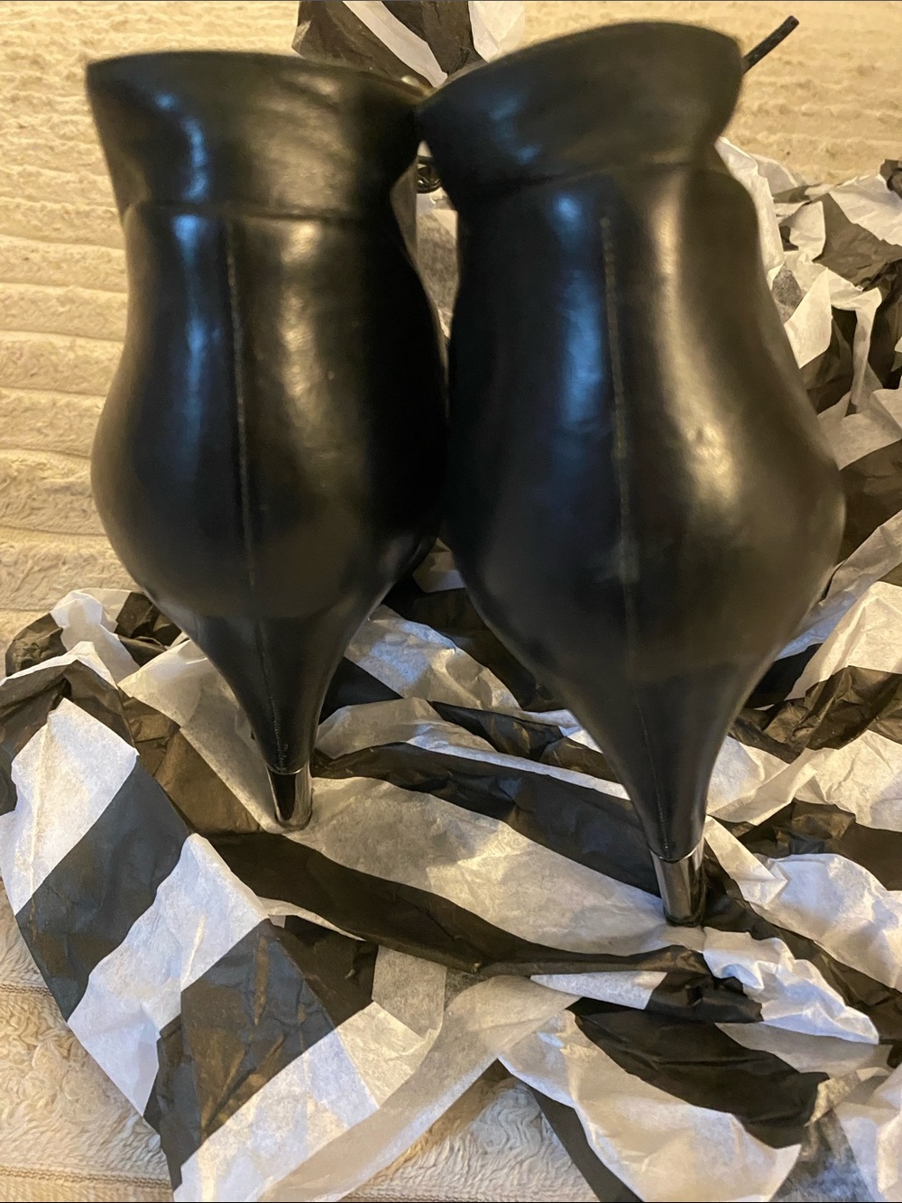 Chanel Black Leather Lace-Up High Heel Booties - Chanel - Picture 5 of 7